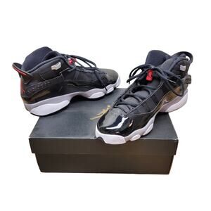 Air Jordan 6 Rings GS Black/Fire Red-White 7Y (Men's 7) Preowned FZ4186-010